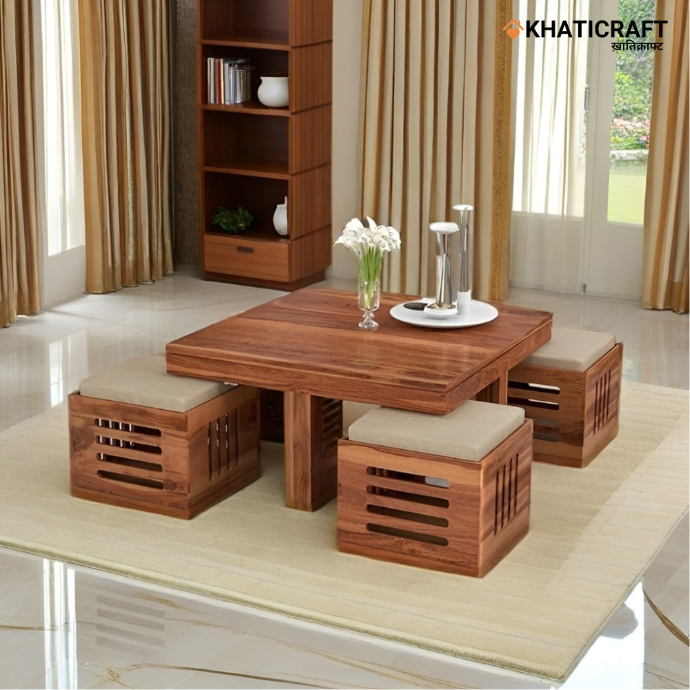 Ulka Solid Wood Sheesham Nested Coffee Table Set of 5(1+4)