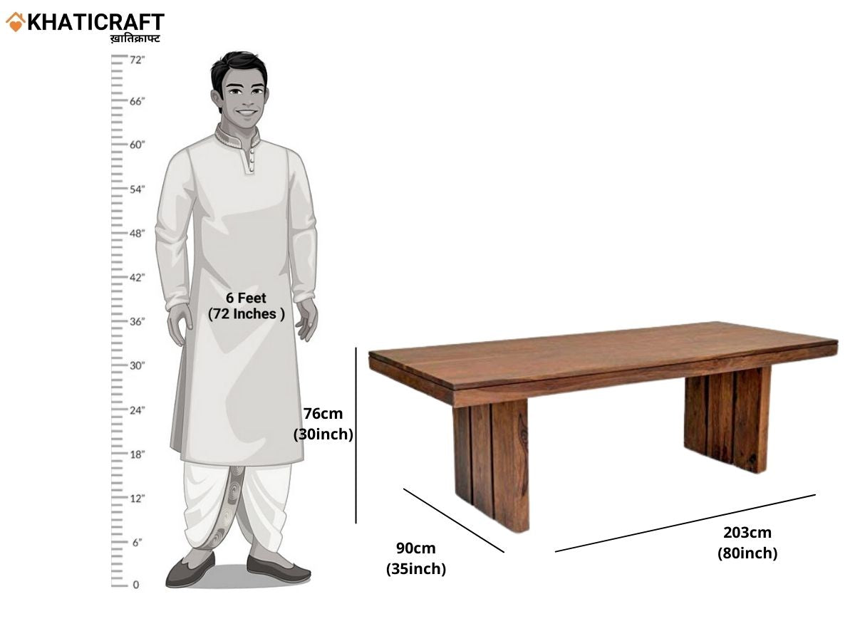 Hola Solid Wood Sheesham 8 Seater Dining Table khaticraft