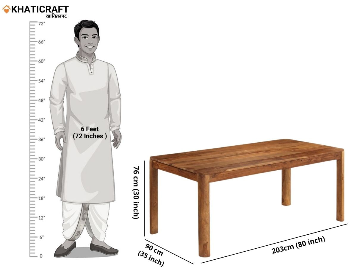 Rami Solid Wood Sheesham 8 Seater Dining Table khaticraft