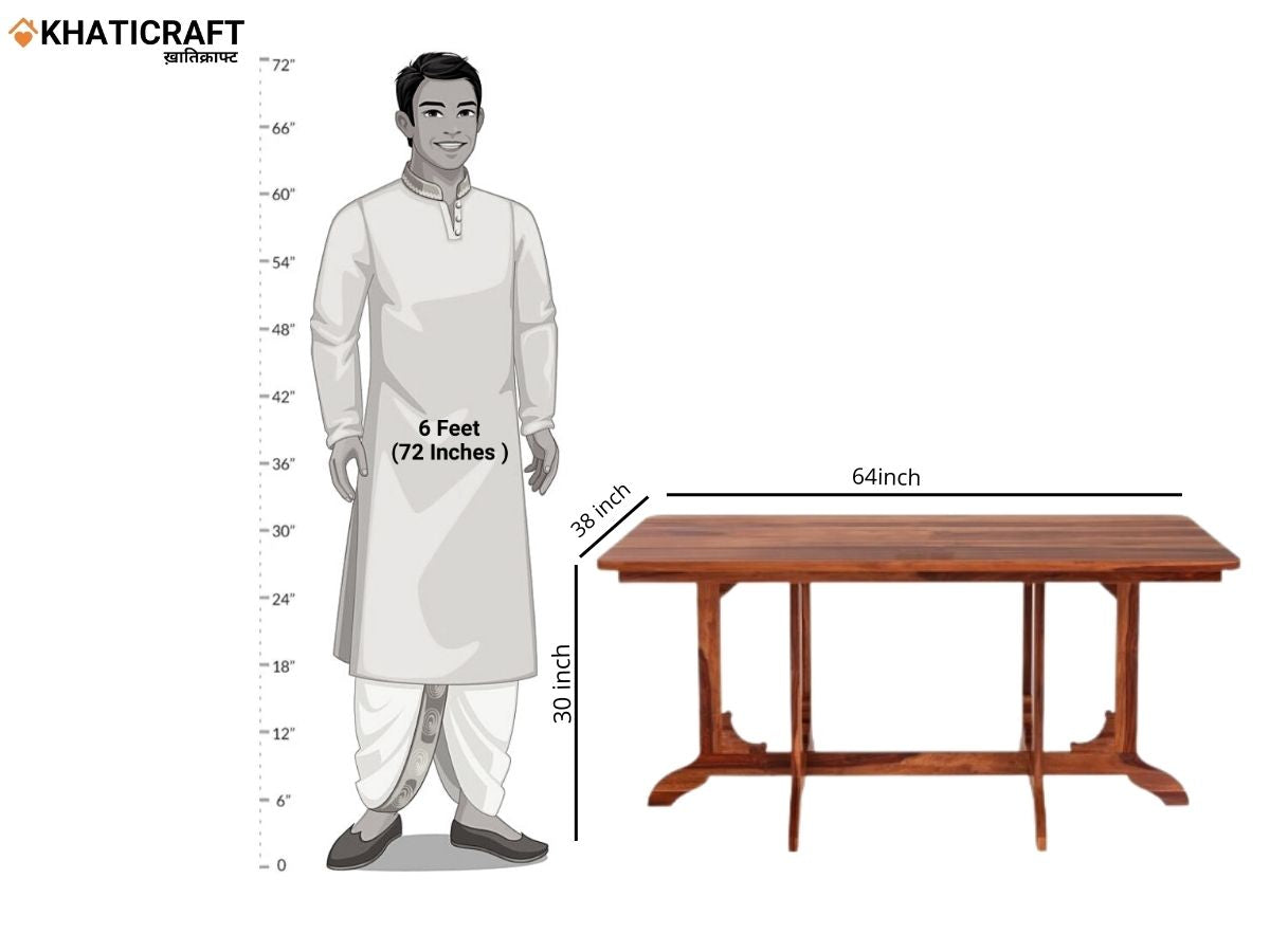 Sara Solid Wood Sheesham 6 Seater Compact Dining Set